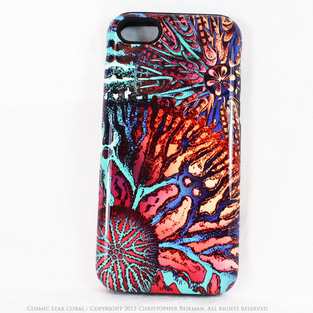 Coral iPhone 5c TOUGH Case - Cosmic Star Coral - Colorful Ocean Coral Art -  Dual Layer Abstract Case - iPhone 5c TOUGH Case - Fusion Idol Arts - New Mexico Artist Christopher Beikmann