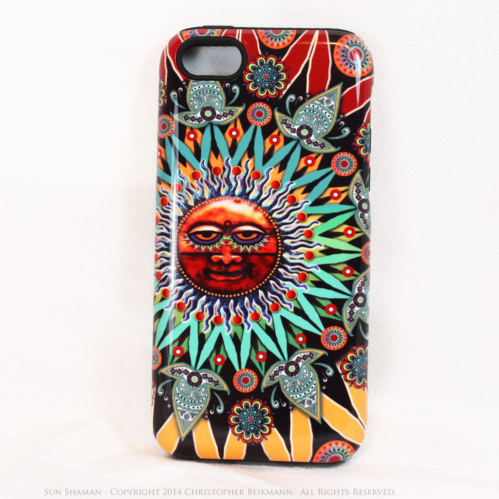 Tribal Sun iPhone 5c TOUGH Case - Sun Shaman - Aztec Astrology iPhone case - iPhone 5c TOUGH Case - Fusion Idol Arts - New Mexico Artist Christopher Beikmann