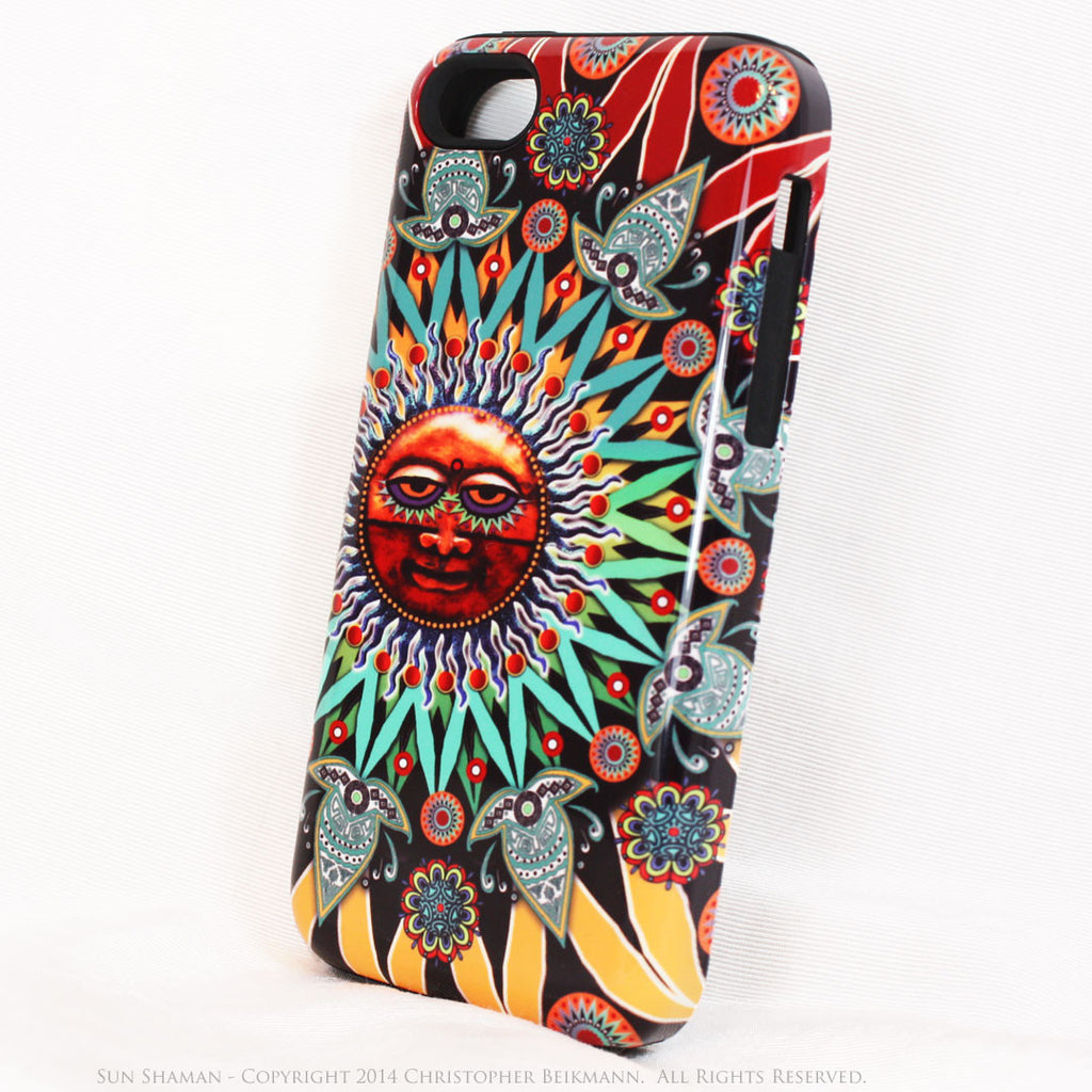 Tribal Sun iPhone 5c TOUGH Case - Sun Shaman - Aztec Astrology iPhone case - iPhone 5c TOUGH Case - Fusion Idol Arts - New Mexico Artist Christopher Beikmann
