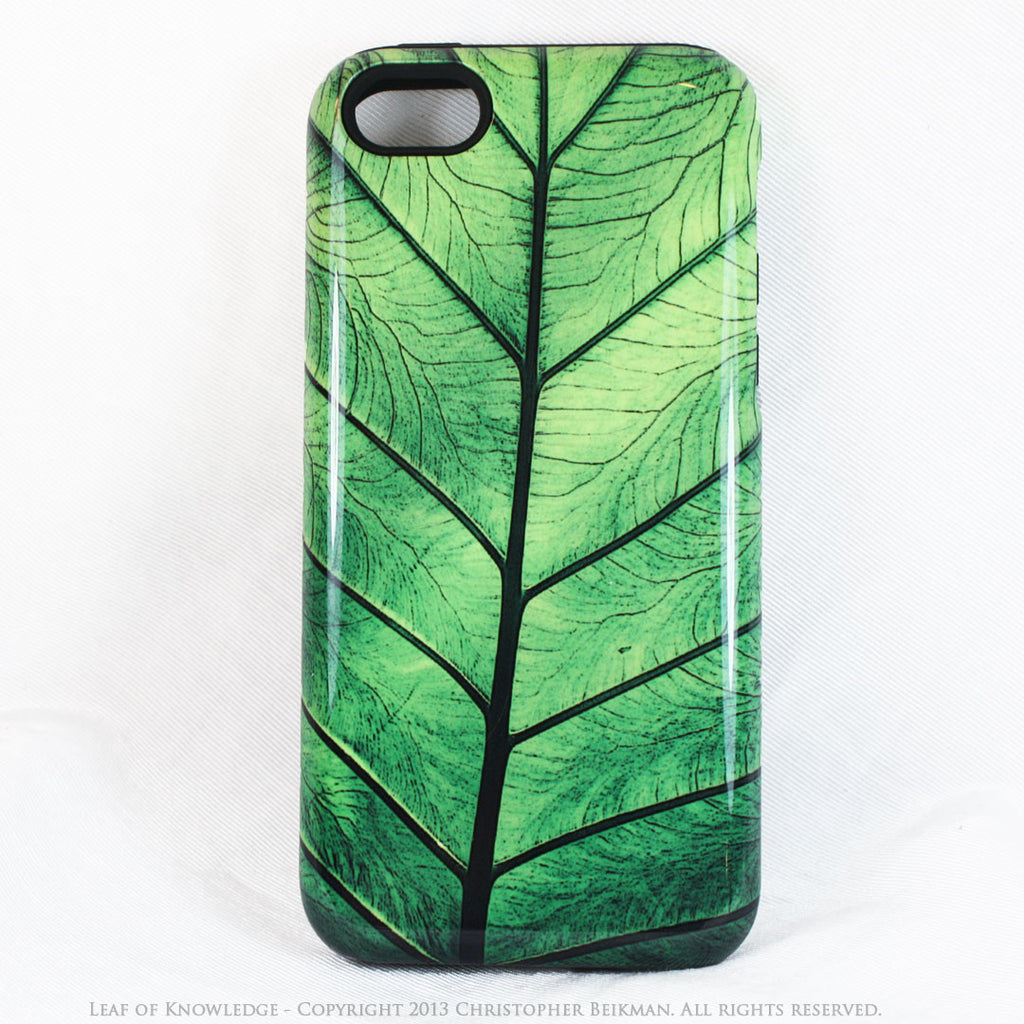 iPhone 5c TOUGH Case - Leaf of Knowledge - Tropical Green Leaf Art -  Dual Layer Artistic Case - iPhone 5c TOUGH Case - Fusion Idol Arts - New Mexico Artist Christopher Beikmann