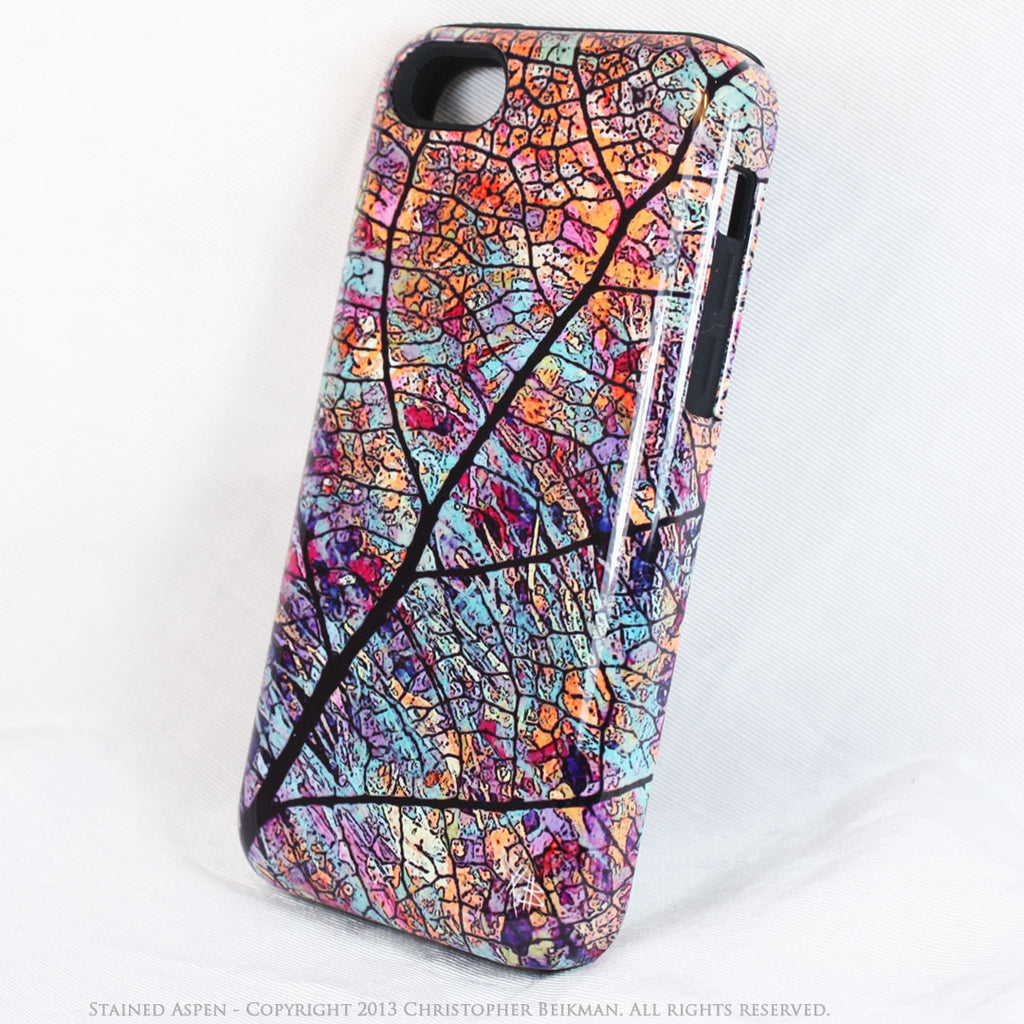 iPhone 5c TOUGH Case - Stained Aspen - Colorful Aspen Leaf Art -  Dual Layer Artistic Case - iPhone 5c TOUGH Case - Fusion Idol Arts - New Mexico Artist Christopher Beikmann