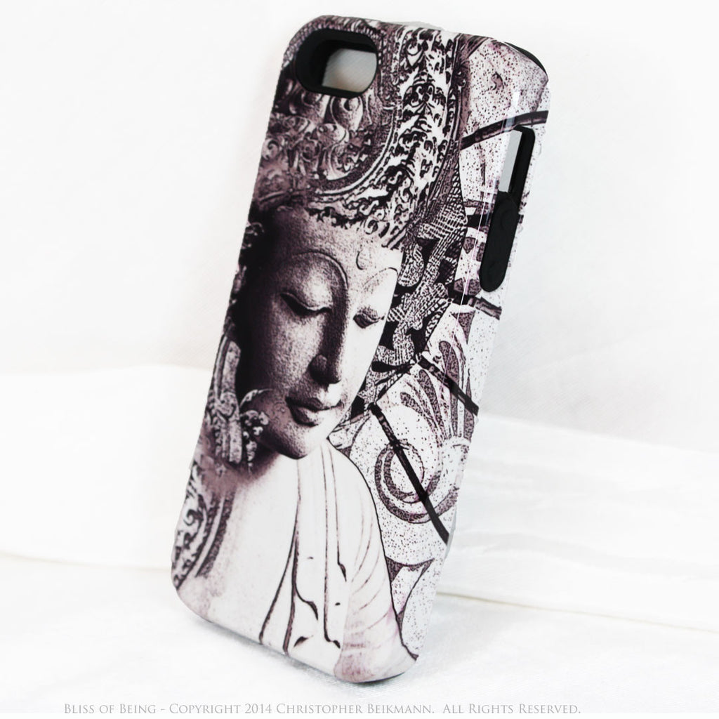 Zen Buddha iPhone 5 5s SE TOUGH Case - Unique Black and White Buddhist Art "Bliss of Being" Zen Meditation iPhone 5s SE case - iPhone 5 5s TOUGH Case - Fusion Idol Arts - New Mexico Artist Christopher Beikmann