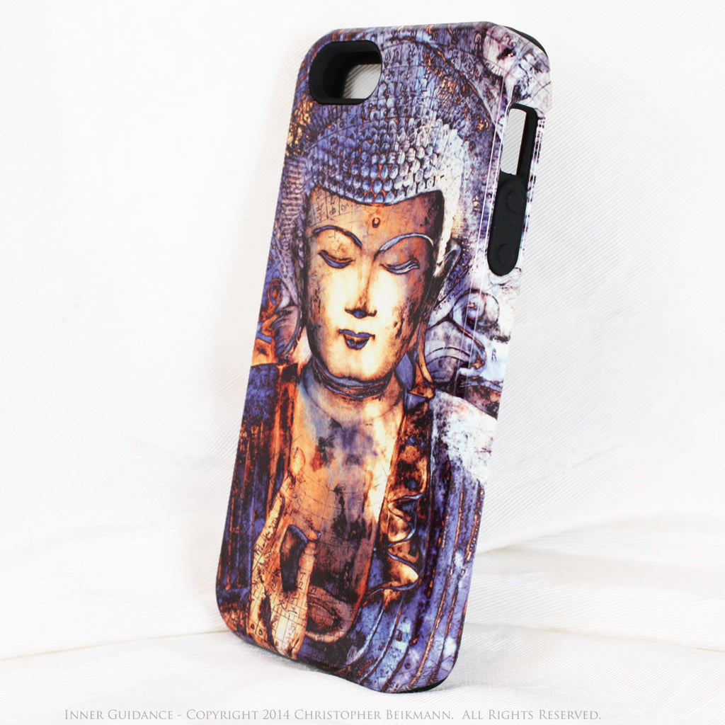 Blue Buddha iPhone 5s SE TOUGH Case - Unique Buddhist Art "Inner Guidance" Zen Meditation iPhone 5s SE Case - iPhone 5 5s TOUGH Case - Fusion Idol Arts - New Mexico Artist Christopher Beikmann