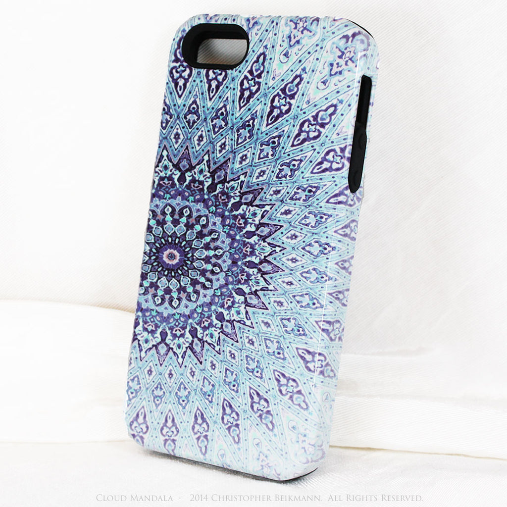 Cloud Mandala iPhone 5s SE case - Blue Zen Buddhist Abstract Art iPhone 5s SE Tough Case - iPhone 5 5s TOUGH Case - Fusion Idol Arts - New Mexico Artist Christopher Beikmann