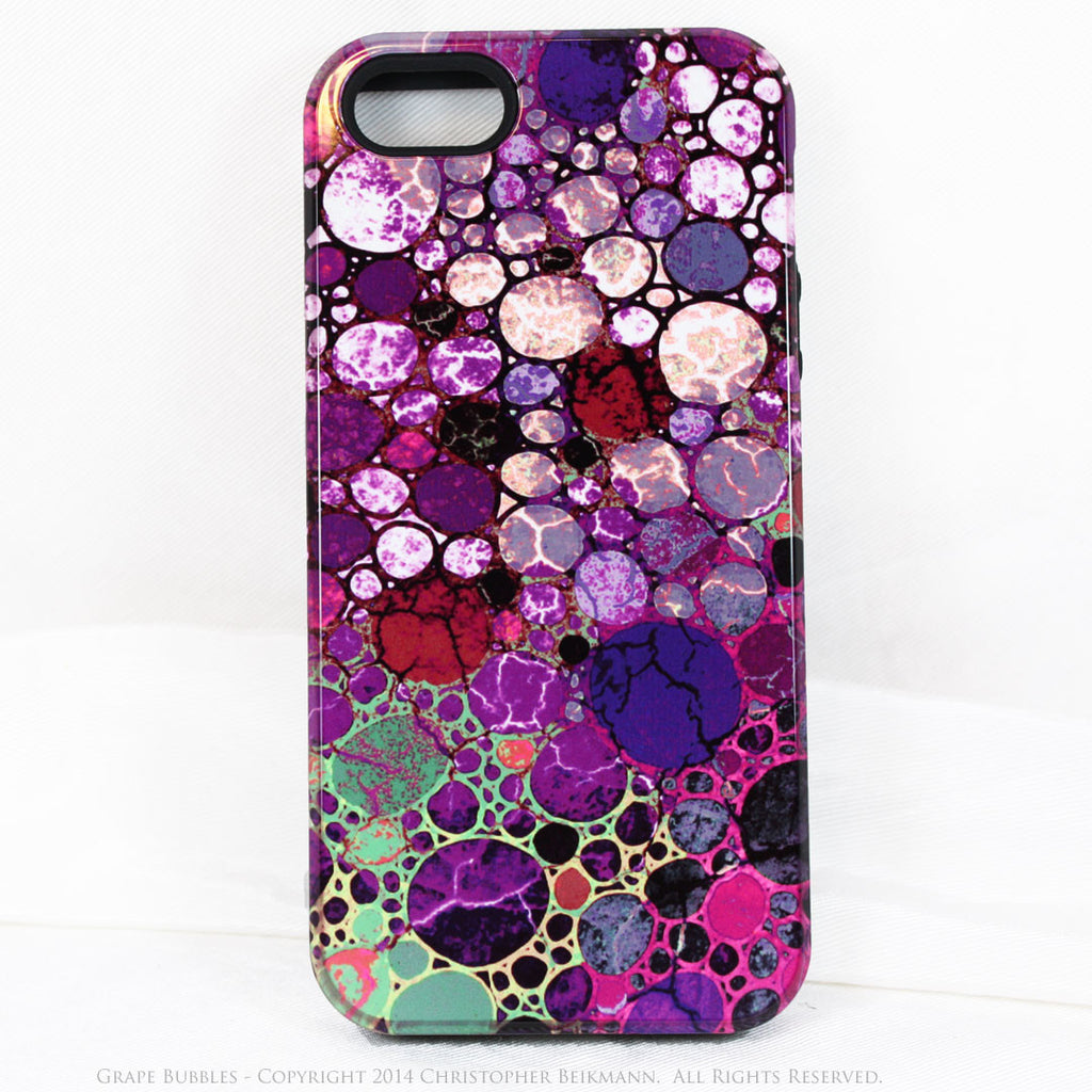 Premium Purple Abstract iPhone 5s SE TOUGH Case - Grape Bubbles - Dual Layer Case by Da Vinci Case - iPhone 5 5s TOUGH Case - Fusion Idol Arts - New Mexico Artist Christopher Beikmann