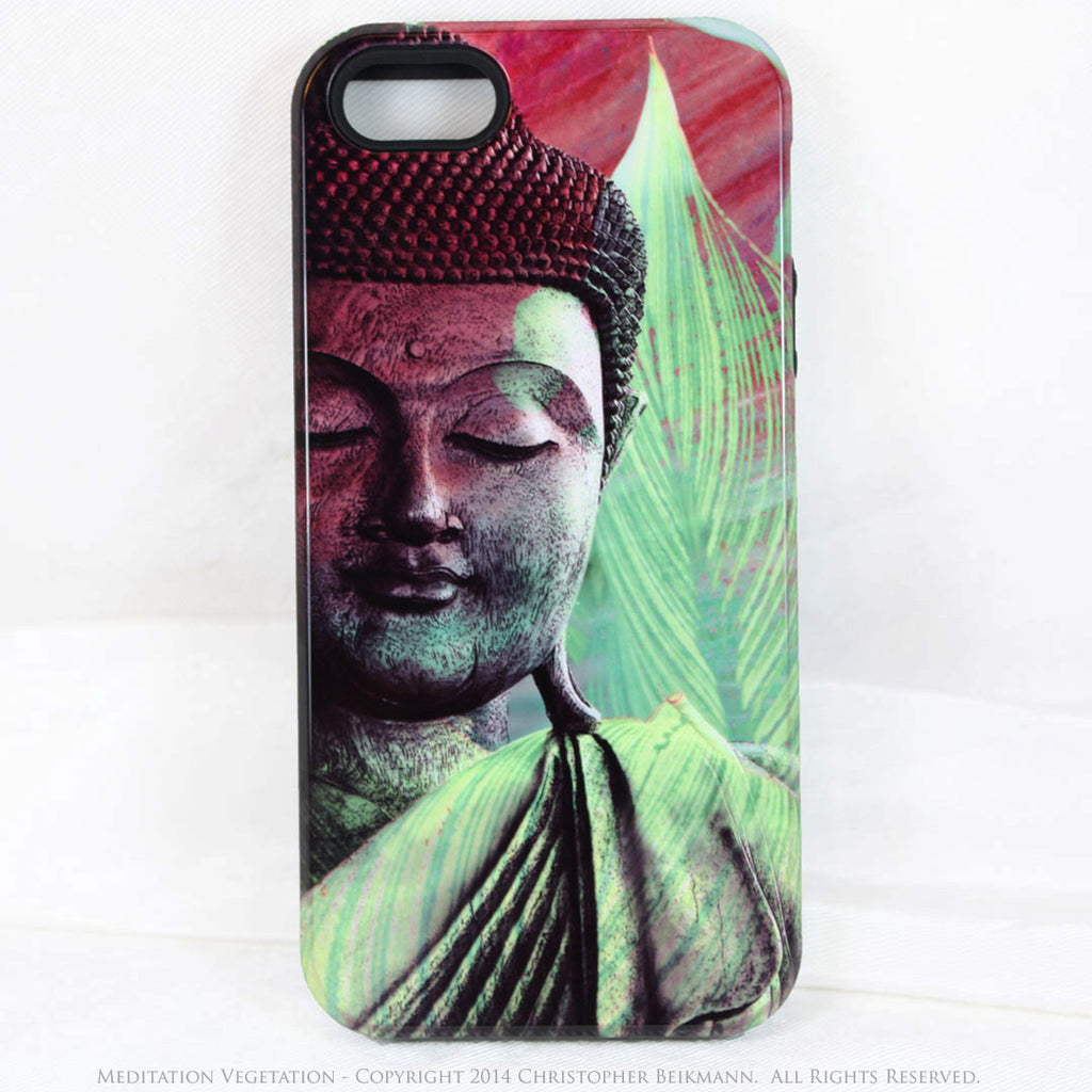 Green Buddha iPhone 5s SE TOUGH Case - Zen Buddhist Art "Meditation Vegetation" - iPhone 5 5s TOUGH Case - Fusion Idol Arts - New Mexico Artist Christopher Beikmann