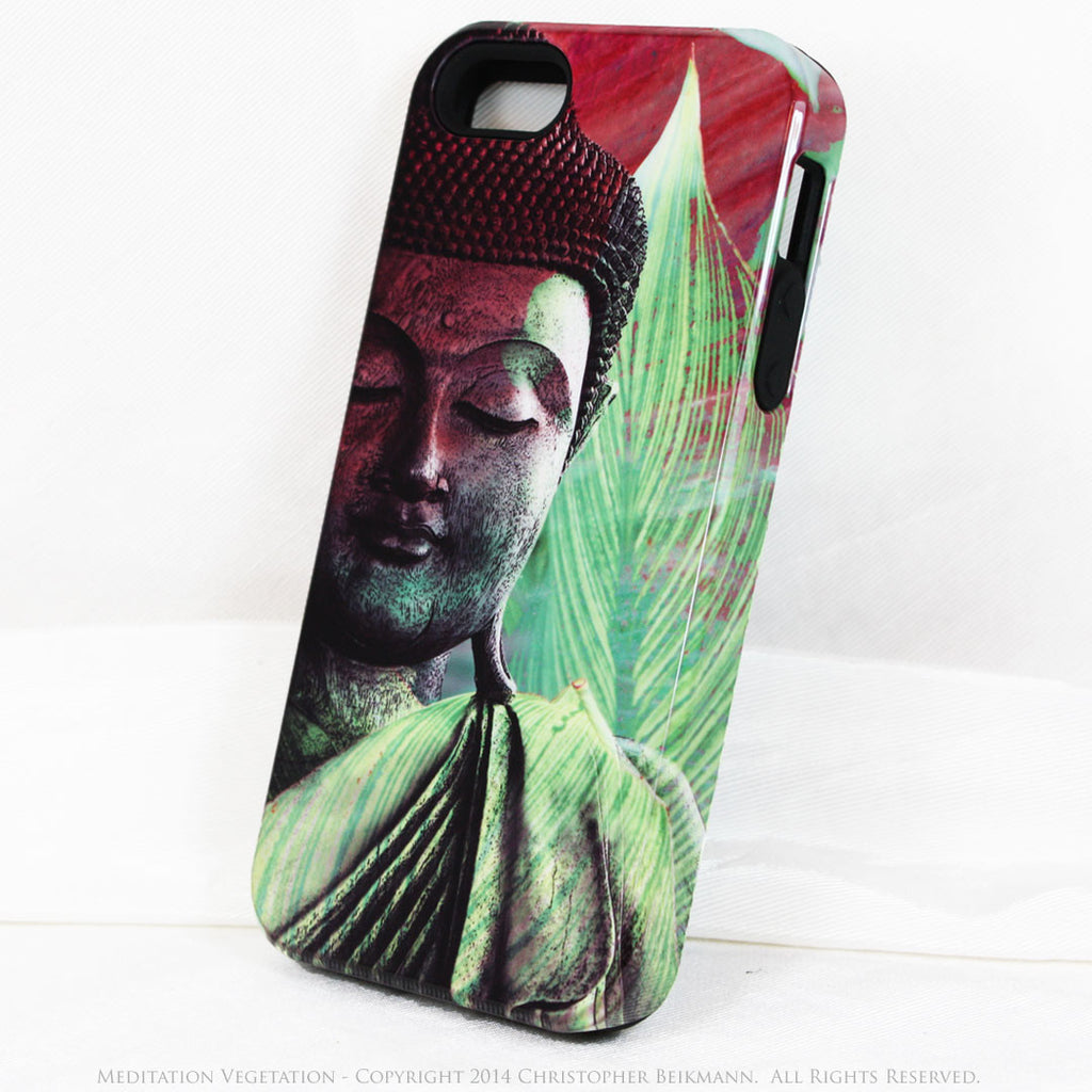 Green Buddha iPhone 5s SE TOUGH Case - Zen Buddhist Art "Meditation Vegetation" - iPhone 5 5s TOUGH Case - Fusion Idol Arts - New Mexico Artist Christopher Beikmann