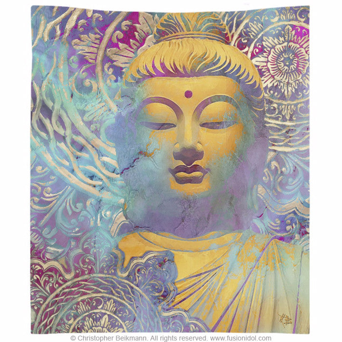 Colorful Zen Buddha Art Wall Tapestry - Light of Truth - Tapestry - Fusion Idol Arts - New Mexico Artist Christopher Beikmann
