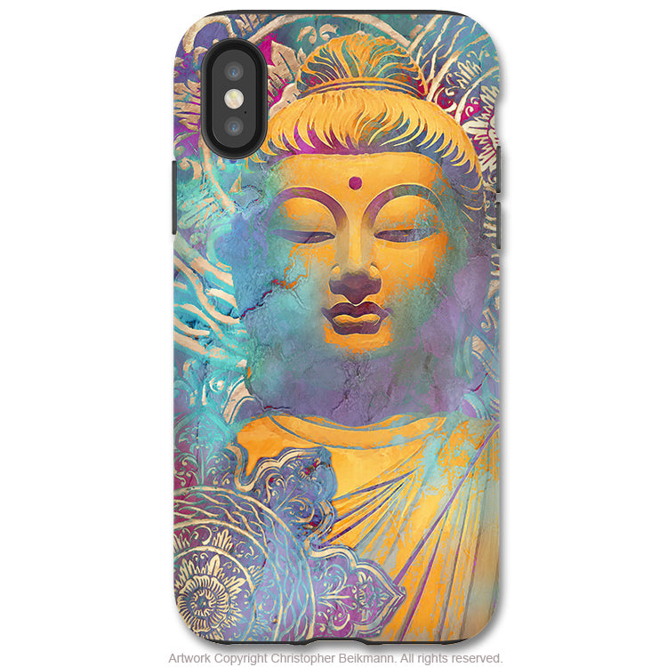 Light of Truth Buddha - iPhone X / XS / XS Max / XR Tough Case - Dual Layer Protection for Apple iPhone 10 - Colorful Pastel Zen Buddhist Art Case - iPhone X Tough Case - Fusion Idol Arts - New Mexico Artist Christopher Beikmann