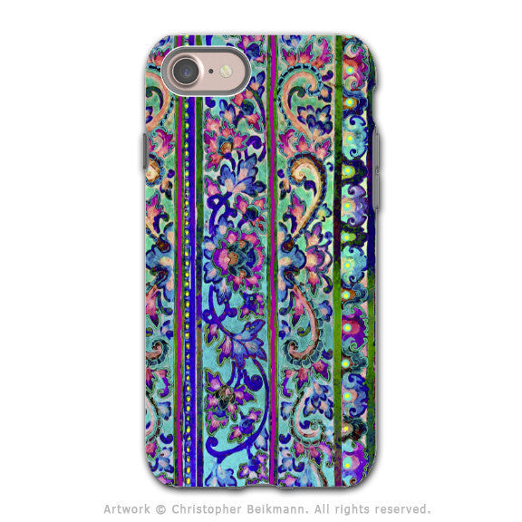 Colorful Floral Line Art - Artistic iPhone 7 Tough Case - Dual Layer Protection - Malaya - iPhone 7 Tough Case - Fusion Idol Arts - New Mexico Artist Christopher Beikmann