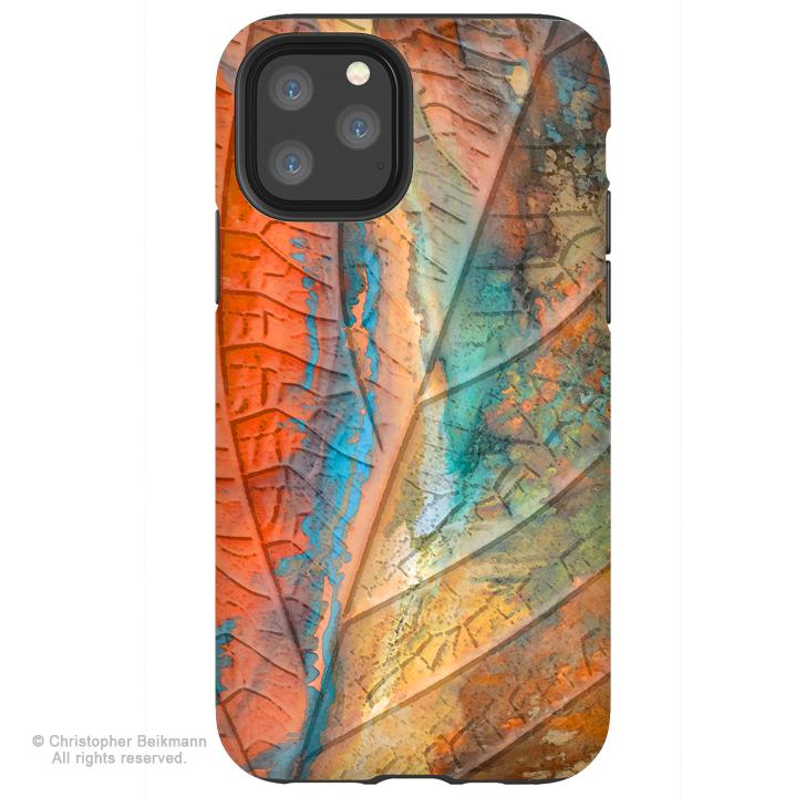 Marbled Leaf - iPhone 11 / 11 Pro / 11 Pro Max Tough Case - Dual Layer Protection for Apple iPhone XI - Colorful Abstract Art Case - iPhone 11 Tough Case - Fusion Idol Arts - New Mexico Artist Christopher Beikmann