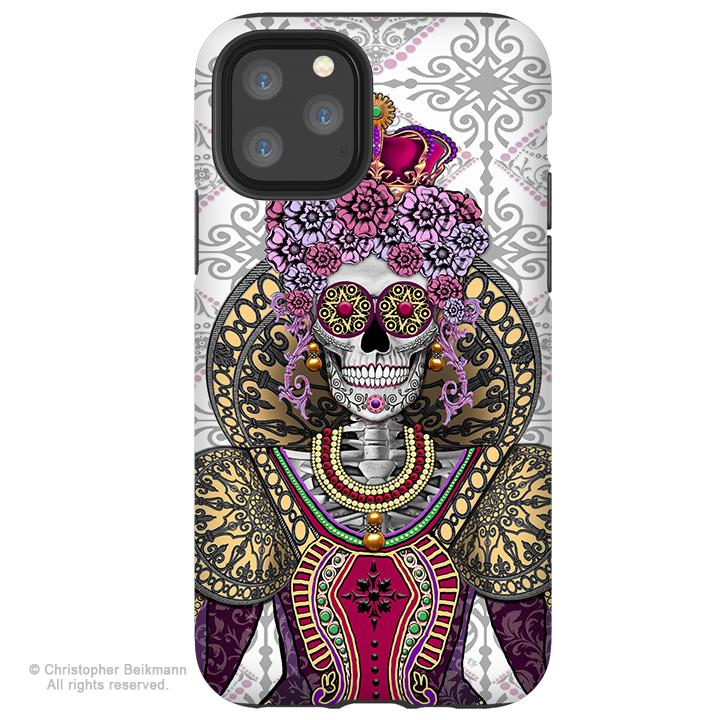 Mary Queen of Skulls - iPhone 11 / 11 Pro / 11 Pro Max Tough Case - Dual Layer Protection for Apple iPhone XI - Renaissance Sugar Skull - iPhone 11 Tough Case - Fusion Idol Arts - New Mexico Artist Christopher Beikmann