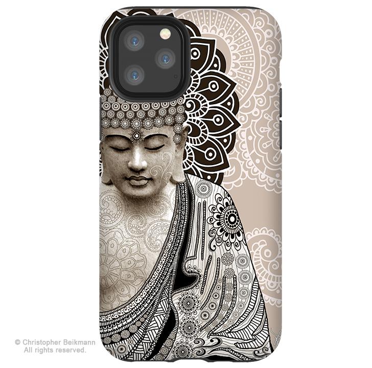 Meditation Mehndi Buddha - iPhone 11 / 11 Pro / 11 Pro Max Tough Case - Dual Layer Protection for Apple iPhone XI - Paisley Buddha Art Case - iPhone 11 Tough Case - Fusion Idol Arts - New Mexico Artist Christopher Beikmann