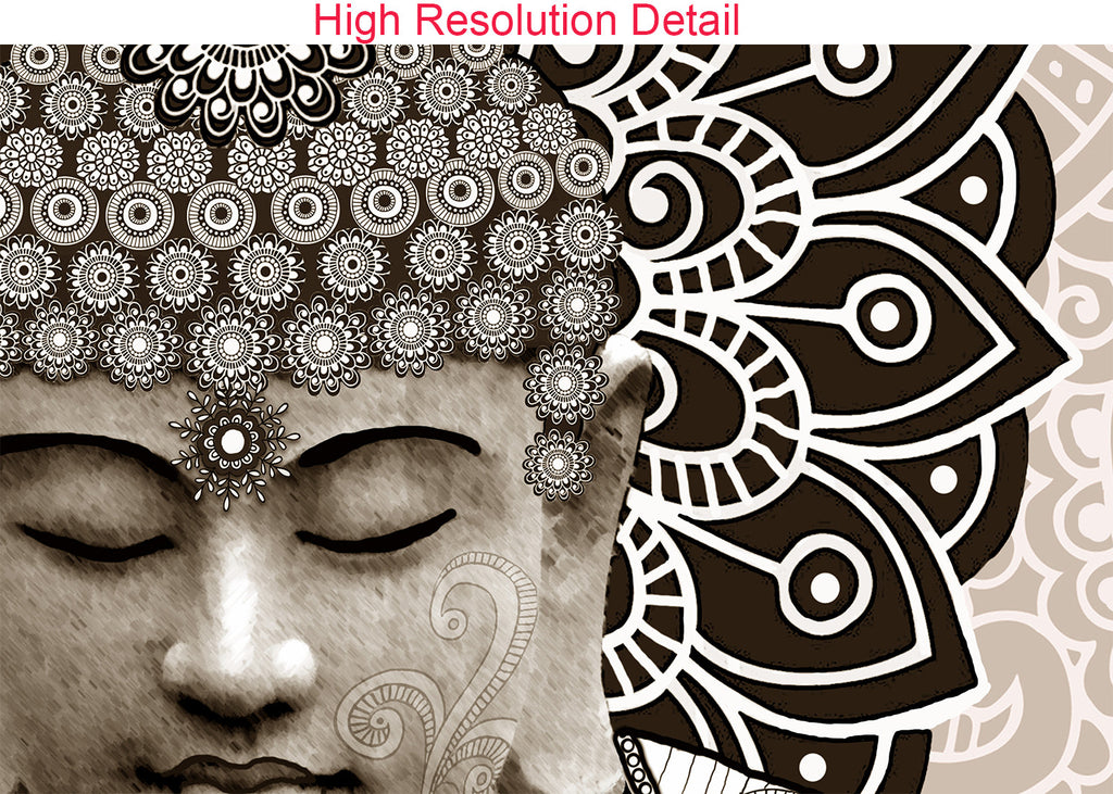 Tan Paisley Buddha - Canvas Art Print for Zen Decor - Meditation Mehndi - Premium Canvas Gallery Wrap - Fusion Idol Arts - New Mexico Artist Christopher Beikmann