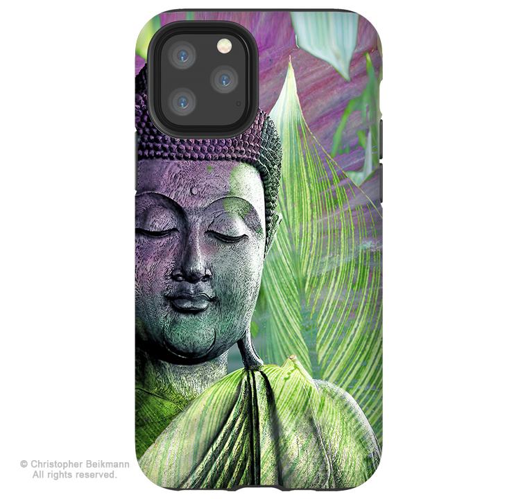 Meditation Vegetation- Green Buddha iPhone 12 / 12 Pro / 12 Pro Max / 12 Mini Tough Case Tough Case - Dual Layer Protection for Apple iPhone XI - Buddhist Case - iPhone 12 Tough Case - Fusion Idol Arts - New Mexico Artist Christopher Beikmann