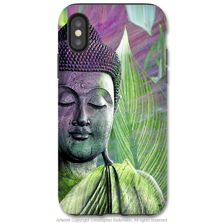 Meditation Vegetation Buddha - iPhone X / XS / XS Max / XR Tough Case - Dual Layer Protection for Apple iPhone 10 - Zen Buddhist Art Case - iPhone X Tough Case - Fusion Idol Arts - New Mexico Artist Christopher Beikmann