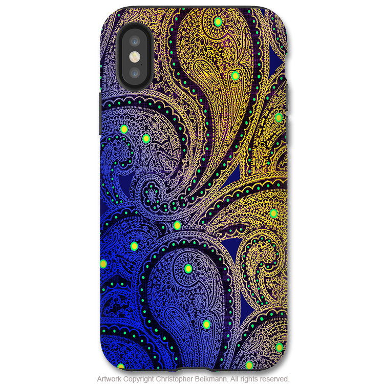 Midnight Astral Paisley - iPhone X / XS / XS Max / XR Tough Case - Dual Layer Protection for Apple iPhone 10 - Purple Paisley Art Case - iPhone X Tough Case - Fusion Idol Arts - New Mexico Artist Christopher Beikmann