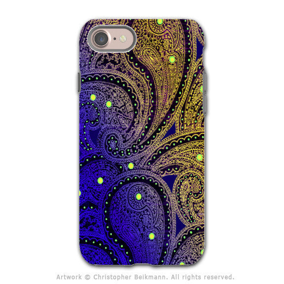 Purple Paisley - Artistic iPhone 7 Tough Case - Dual Layer Protection - Midnight Astral Paisley - iPhone 7 Tough Case - Fusion Idol Arts - New Mexico Artist Christopher Beikmann