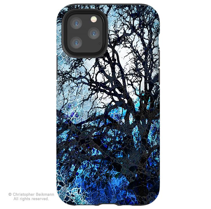 Moonlit Night - iPhone 12 / 12 Pro / 12 Pro Max / 12 Mini Tough Case Tough Case - Dual Layer Protection for Apple iPhone XI - Blue Tree Art Case - iPhone 12 Tough Case - Fusion Idol Arts - New Mexico Artist Christopher Beikmann