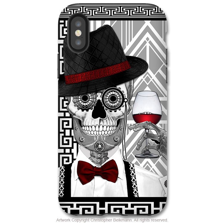 Mr JD Vanderbone - iPhone X / XS / XS Max / XR Tough Case - Dual Layer Protection for Apple iPhone 10 - 1920's Day of the Dead Art - iPhone X Tough Case - Fusion Idol Arts - New Mexico Artist Christopher Beikmann