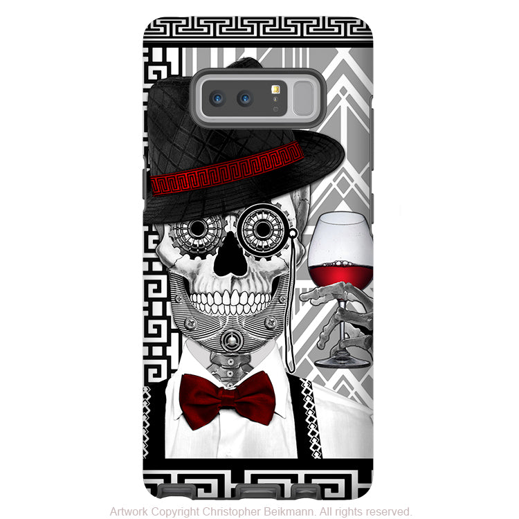 1920's Sugar Skull Galaxy Note 8 Case - Mr JD Vanderbone - Black and White Sugar Skull Note 8 Tough Case - Galaxy Note 8 Tough Case - Fusion Idol Arts - New Mexico Artist Christopher Beikmann