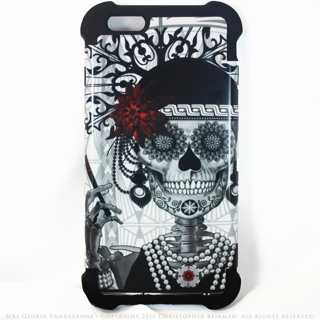 CUSTOM ORDER Flapper Girl Sugar Skull - Mrs Gloria Vanderbone - iPhone 6 - 6s SUPER BUMPER Case - SPECIAL ORDER - Fusion Idol Arts - New Mexico Artist Christopher Beikmann