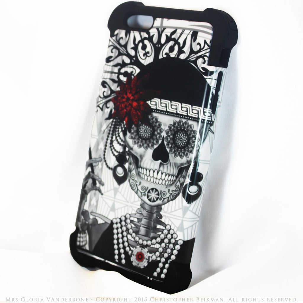 Flapper Girl Sugar Skull - Mrs Gloria Vanderbone - iPhone 6 Plus - 6s Plus SUPER BUMPER Case - iPhone 6 6s Plus SUPER BUMPER Case - Fusion Idol Arts - New Mexico Artist Christopher Beikmann