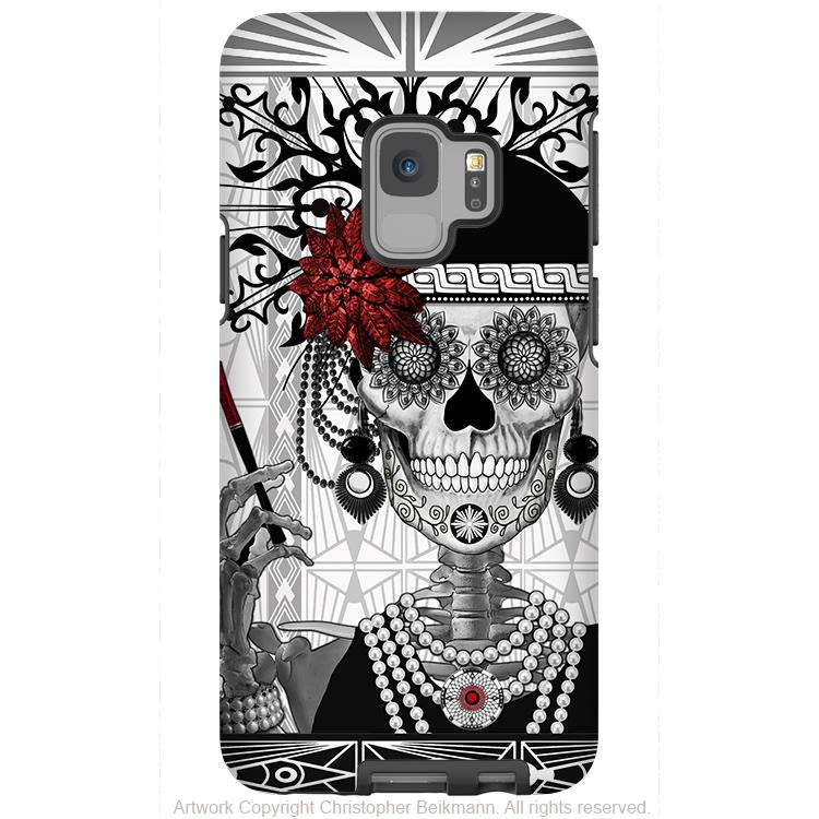 Flapper Girl Sugar Skull - Galaxy S9 / S9 Plus / Note 9 Tough Case - Dual Layer Protection for Samsung S9 - Mrs Gloria Vanderbone - Galaxy S9 / S9+ / Note 9 - Fusion Idol Arts - New Mexico Artist Christopher Beikmann