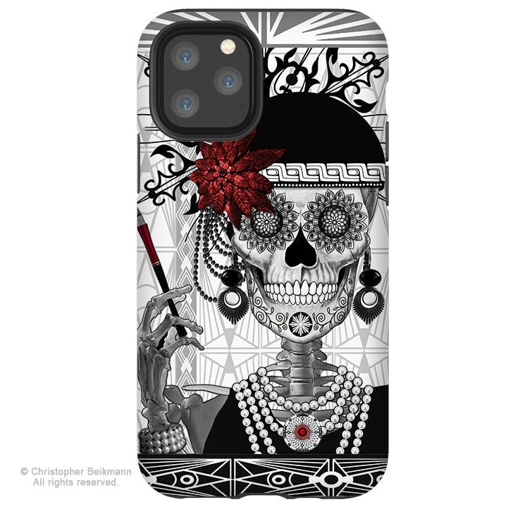 Mrs Gloria Vanderbone - iPhone  Tough Case - 12 / 12 Pro / 12 Pro Max / 12 Mini Tough Case Dual Layer Protection for Apple iPhone 12 Flapper Girl Sugar Skull Case - iPhone 12 Tough Case - Fusion Idol Arts - New Mexico Artist Christopher Beikmann