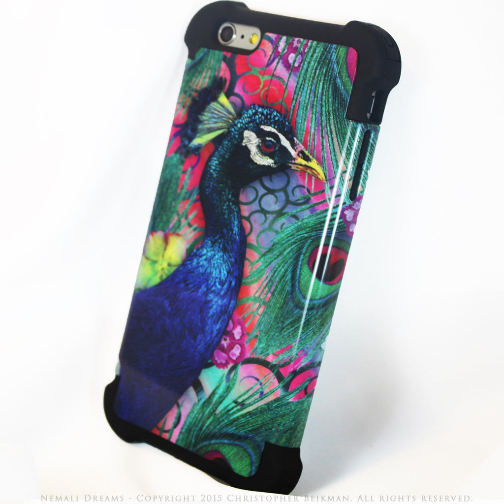 Colorful Peacock Floral - Nemali Dreams - iPhone 6 Plus - 6s Plus SUPER BUMPER Case - iPhone 6 6s Plus SUPER BUMPER Case - Fusion Idol Arts - New Mexico Artist Christopher Beikmann