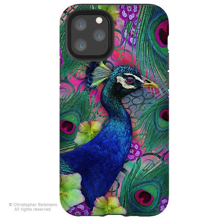 Nemali Dreams - Peacock iPhone 12 / 12 Pro / 12 Pro Max / 12 Mini Tough Case Tough Case - Dual Layer Protection for Apple iPhone XI - Peacock Floral Art Case - iPhone 12 Tough Case - Fusion Idol Arts - New Mexico Artist Christopher Beikmann