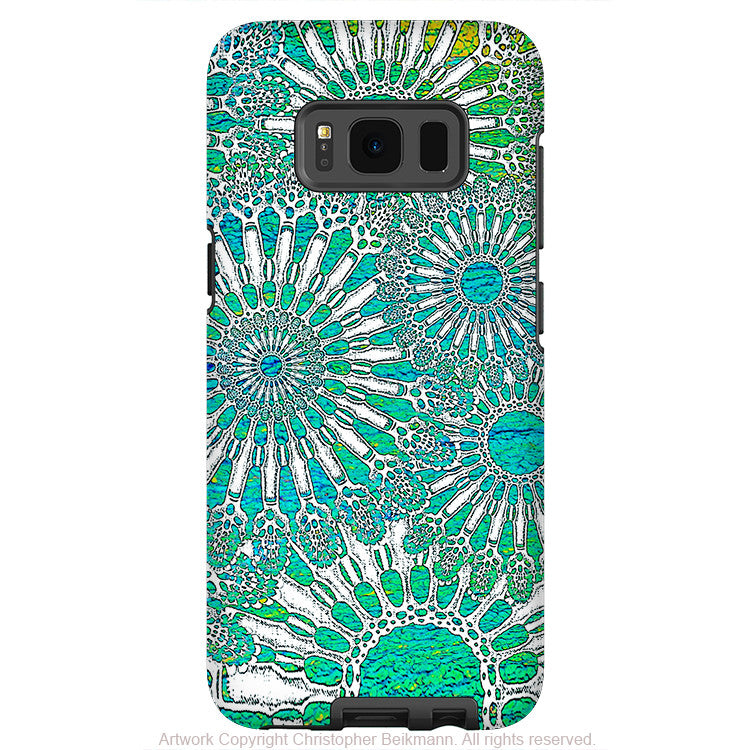 Turquoise Sea Urchin - Artistic Samsung Galaxy S8 Tough Case - Dual Layer Protection - ocean lace - Galaxy S8 Tough Case - Fusion Idol Arts - New Mexico Artist Christopher Beikmann