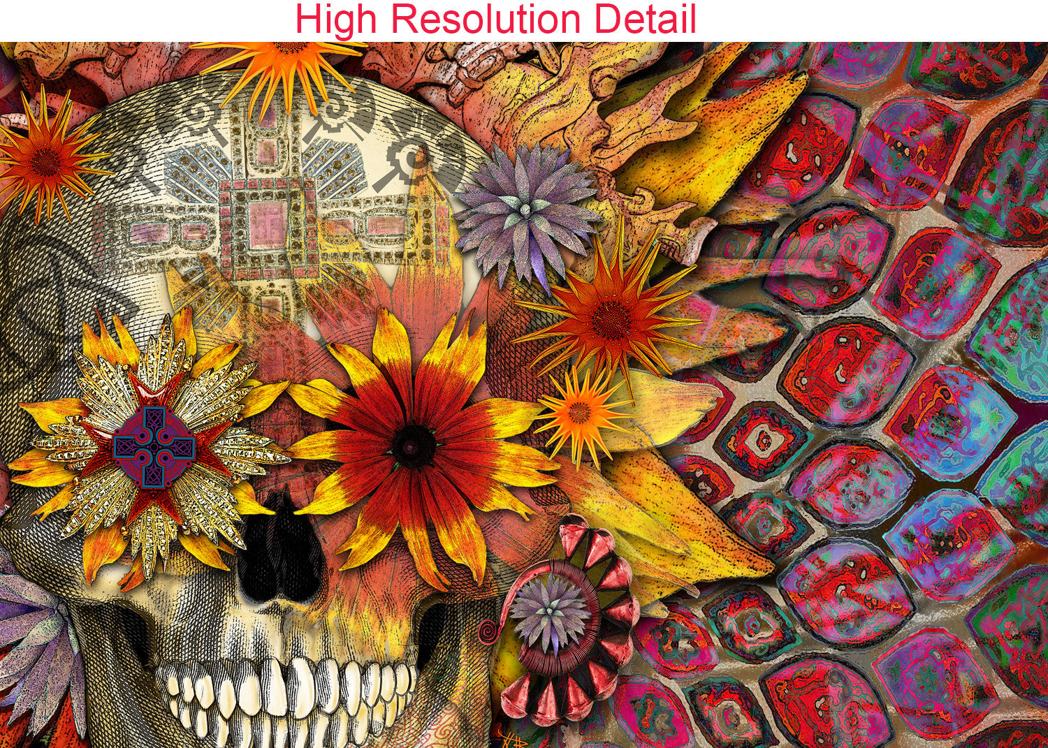 LV Flower Skull Canvas Art Print by TJ