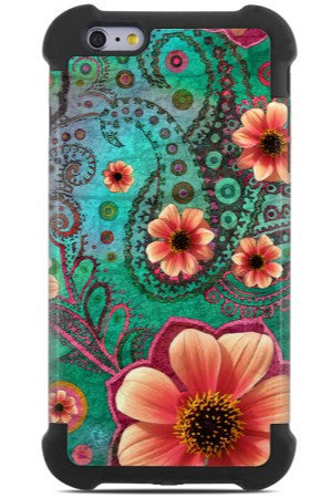 Teal Paisley iPhone 6 Plus / 6s Plus Case - Paisley Paradise - Floral iPhone 6 Plus SUPER BUMPER Case - iPhone 6 6s Plus SUPER BUMPER Case - Fusion Idol Arts - New Mexico Artist Christopher Beikmann