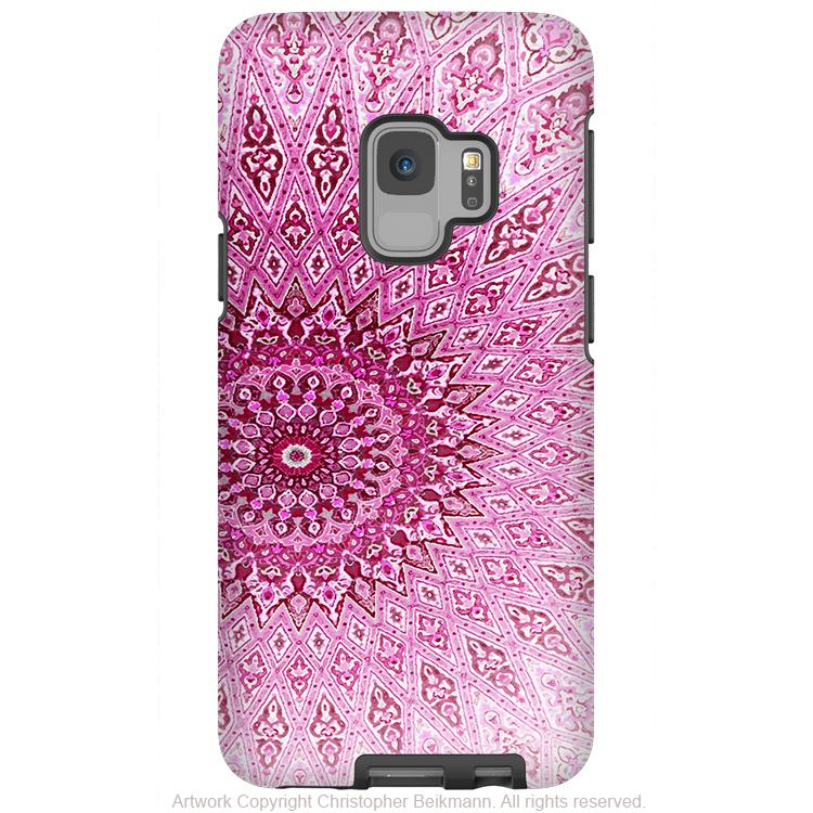 Rose Mandala - Galaxy S9 / S9 Plus / Note 9 Tough Case - Dual Layer Protection for Samsung S9 - Pink Zen Case - Galaxy S9 / S9+ / Note 9 - Fusion Idol Arts - New Mexico Artist Christopher Beikmann