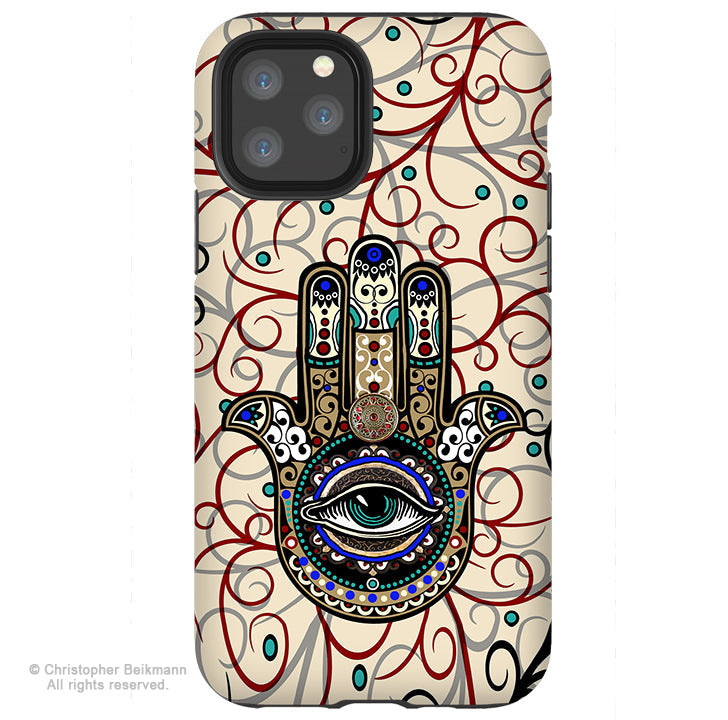 Sacred Defender Hamsa - iPhone 13 / 13 Pro / 13 Pro Max / 13 Mini Tough Case - Protective Symbol iPhone case - iPhone 13 Tough Case - Fusion Idol Arts - New Mexico Artist Christopher Beikmann