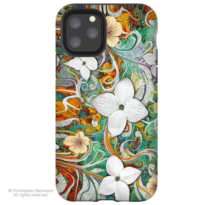 Sangria Flora - iPhone 12 / 12 Pro / 12 Pro Max / 12 Mini Tough Case Tough Case - Dual Layer Protection for Apple iPhone Spring Floral Art Case - iPhone 12 Tough Case - Fusion Idol Arts - New Mexico Artist Christopher Beikmann