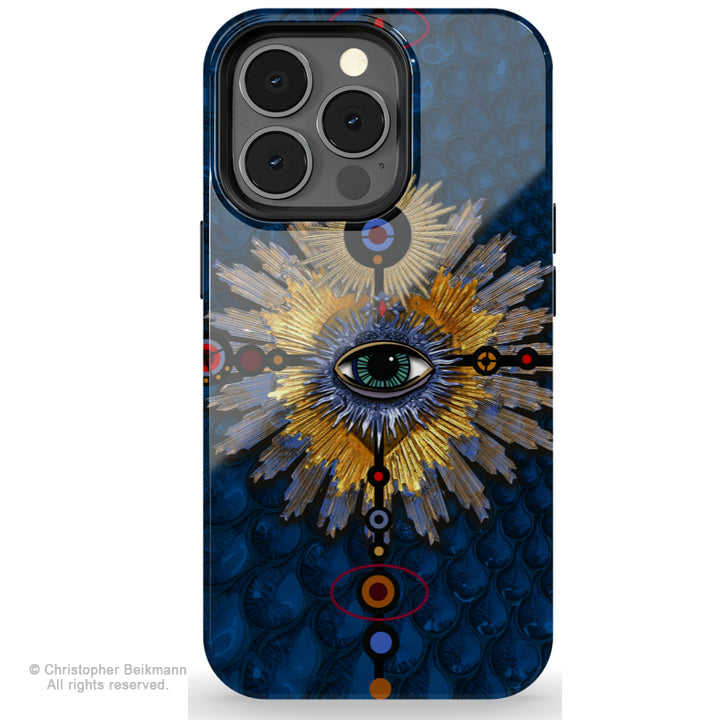 Sapphire Miracle Eye - iPhone 13 / 13 Pro / 13 Pro Max / 13 Mini Tough Case - Blue and Red Esoteric Art Case - iPhone 13 Tough Case - Fusion Idol Arts - New Mexico Artist Christopher Beikmann