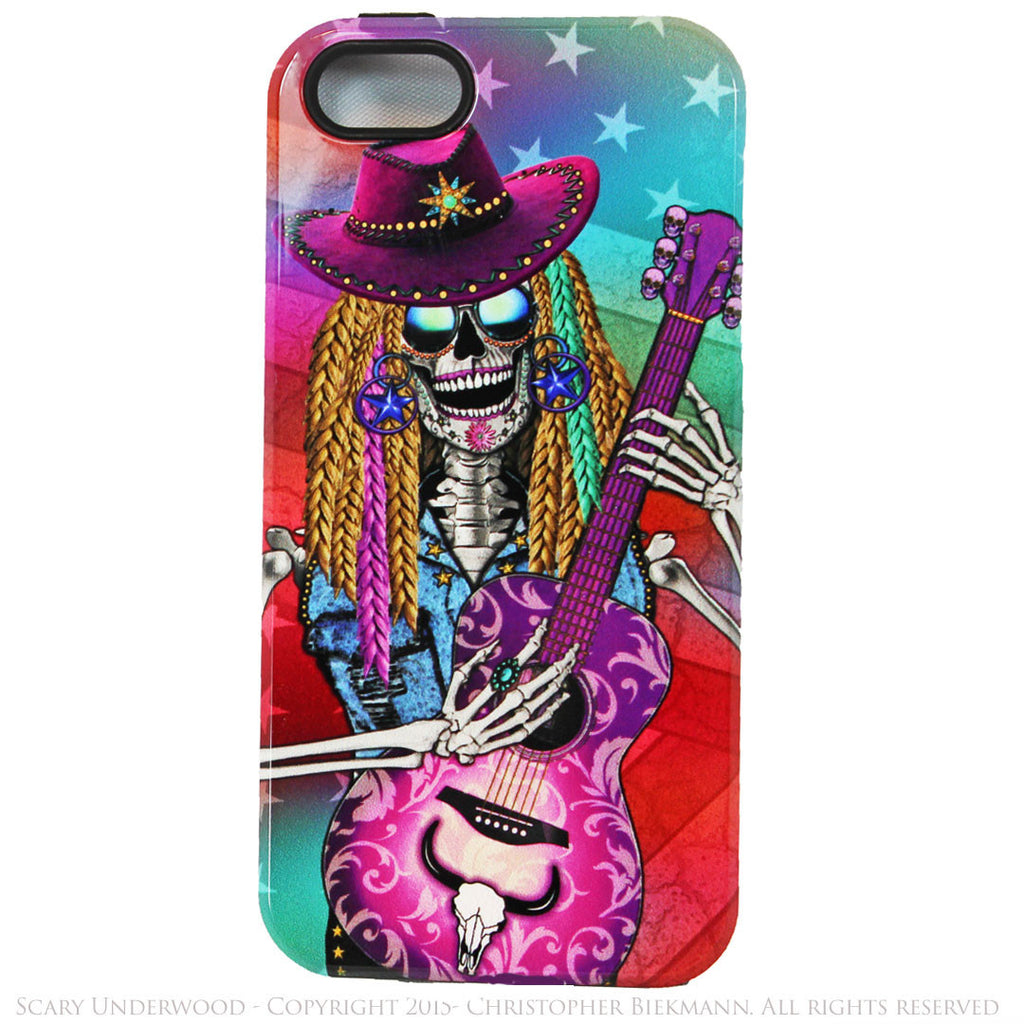 Scary Underwood Country Girl Sugar Skull iPhone 5s SE TOUGH Case - Day of the Dead - Artistic Case For iPhone 5s SE - iPhone 5 5s TOUGH Case - Fusion Idol Arts - New Mexico Artist Christopher Beikmann