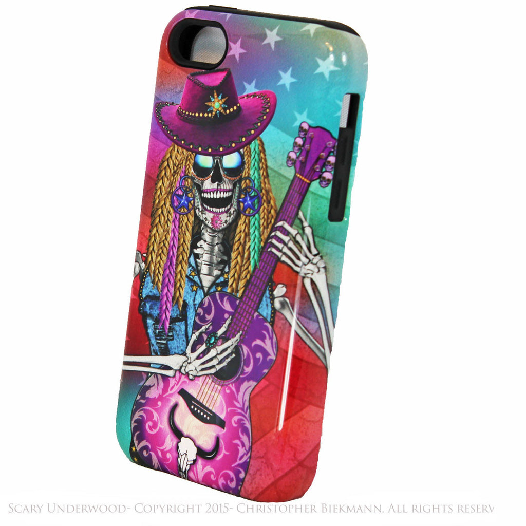 Scary Underwood Country Girl Sugar Skull iPhone 5s SE TOUGH Case - Day of the Dead - Artistic Case For iPhone 5s SE - iPhone 5 5s TOUGH Case - Fusion Idol Arts - New Mexico Artist Christopher Beikmann