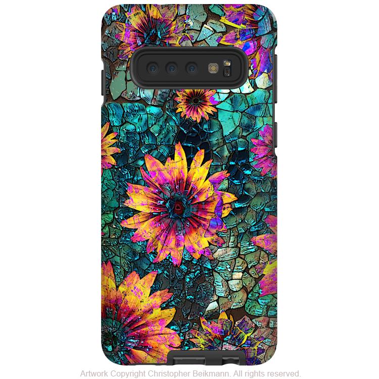 Shattered Beauty - Galaxy S10 / S10 Plus / S10E Tough Case - Dual Layer Protection - Cracked Glass Floral Art Case - Galaxy S10 / S10+ / S10E - Fusion Idol Arts - New Mexico Artist Christopher Beikmann