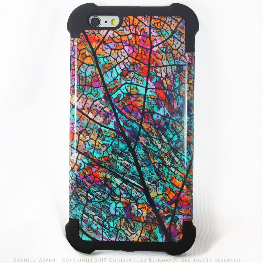 Colorful Aspen Leaf iPhone 6 Plus - 6s Plus Case - Stained Aspen - SUPER BUMPER Case - iPhone 6 6s Plus SUPER BUMPER Case - Fusion Idol Arts - New Mexico Artist Christopher Beikmann