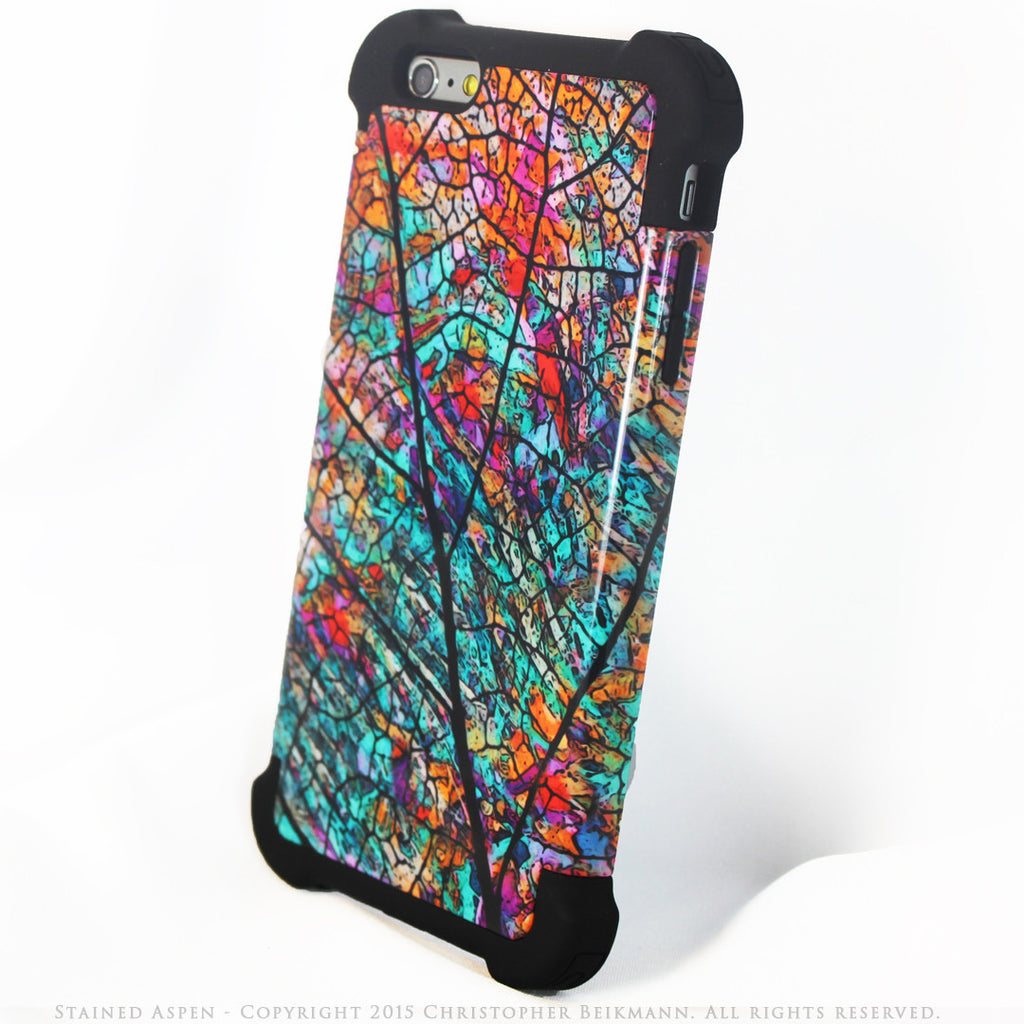 Colorful Aspen Leaf iPhone 6 Plus - 6s Plus Case - Stained Aspen - SUPER BUMPER Case - iPhone 6 6s Plus SUPER BUMPER Case - Fusion Idol Arts - New Mexico Artist Christopher Beikmann