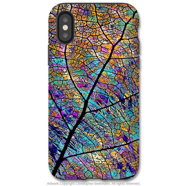 Stained Aspen - iPhone X / XS / XS Max / XR Tough Case - Dual Layer Protection for Apple iPhone 10 - Colorful Aspen Leaf Art - iPhone X Tough Case - Fusion Idol Arts - New Mexico Artist Christopher Beikmann