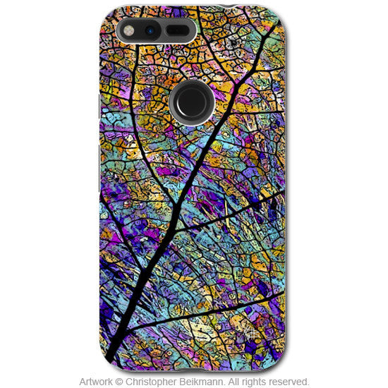 Colorful Aspen Leaf - Artistic Google Pixel Tough Case - Dual Layer Protection - stained Aspen - Google Pixel Tough Case - Fusion Idol Arts - New Mexico Artist Christopher Beikmann