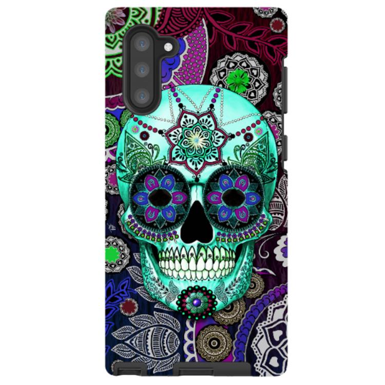 Purple Sugar Skull - Galaxy Note 10 / Note 10 PLUS Tough Case - Dual Layer Protection - Sombrero Night - Galaxy Note 10 / Note 10 + - Fusion Idol Arts - New Mexico Artist Christopher Beikmann