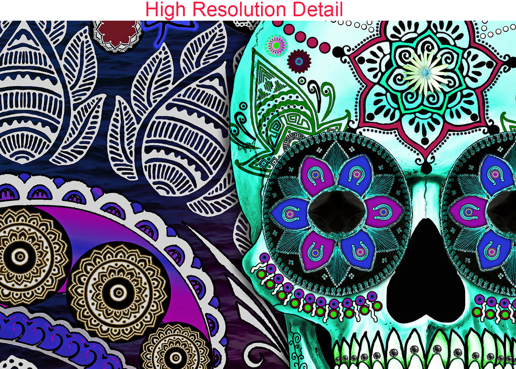 Purple Paisley Day of the Dead Canvas Prints - Sugar Skull Sombrero Night - Premium Canvas Gallery Wrap - Fusion Idol Arts - New Mexico Artist Christopher Beikmann