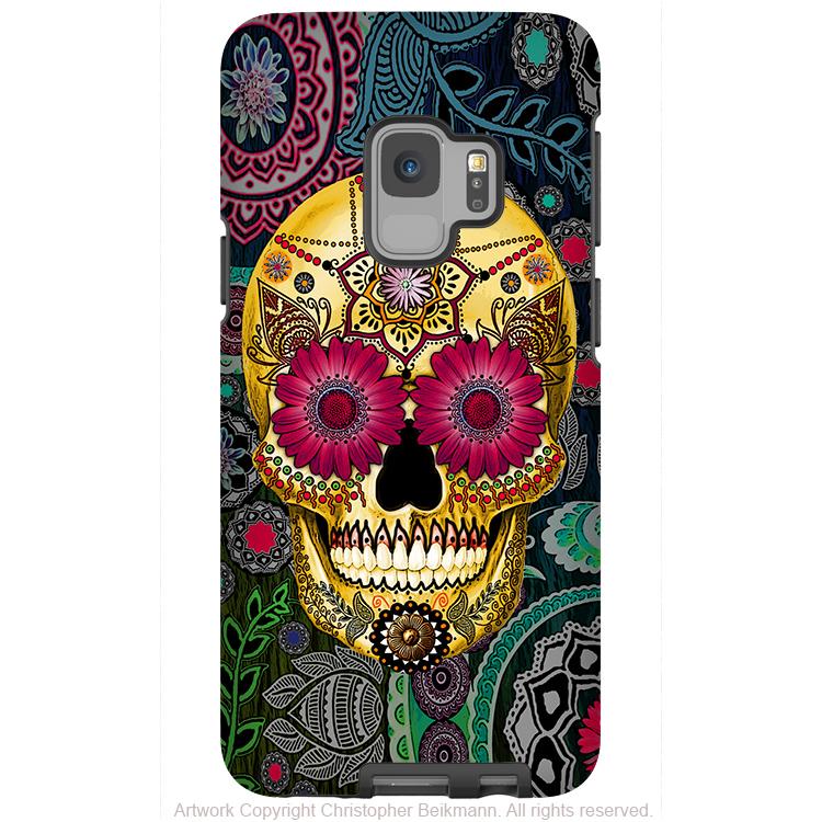 Colorful Paisley Sugar Skull - Galaxy S9 / S9 Plus / Note 9 Tough Case - Dual Layer Protection - Galaxy S9 / S9+ / Note 9 - Fusion Idol Arts - New Mexico Artist Christopher Beikmann