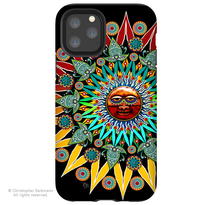 Sun Shaman - iPhone 13 / 13 Pro / 13 Pro Max / 13 Mini Tough Case - Colorful Tribal Sun iPhone Case - iPhone 13 Tough Case - Fusion Idol Arts - New Mexico Artist Christopher Beikmann