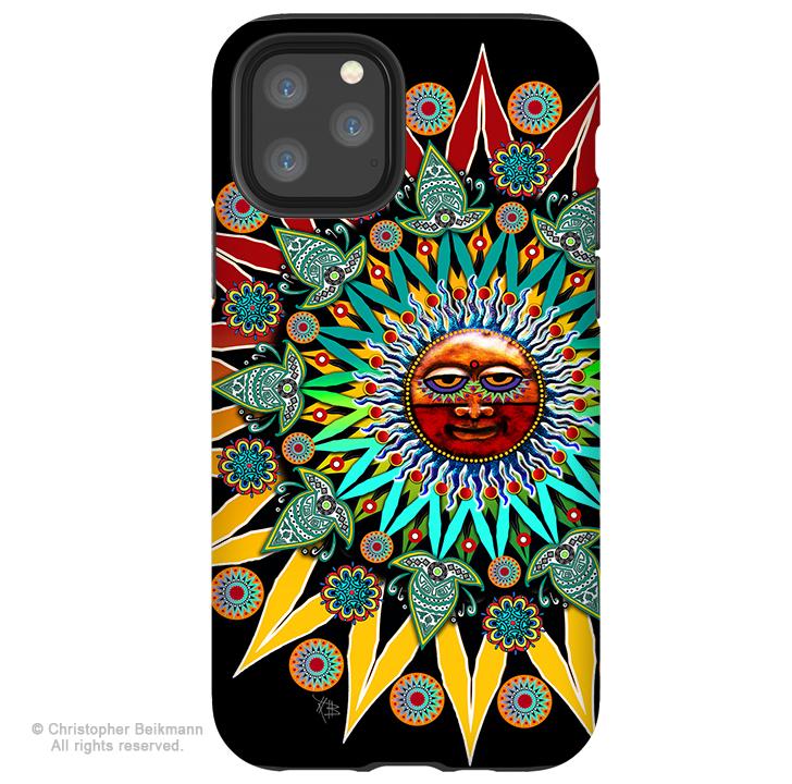 Sun Shaman - Tribal Hand iPhone 12 / 12  / 12 Pro Max / 12 Mini Tough Case Tough Case - Dual Layer Protection for Apple iPhone XI - Protective Case - iPhone 12 Tough Case - Fusion Idol Arts - New Mexico Artist Christopher Beikmann